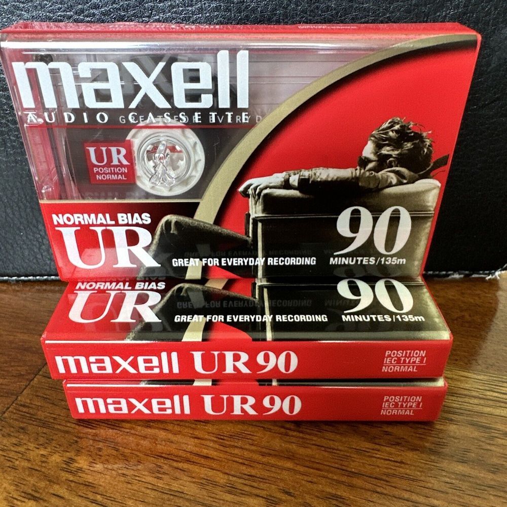 3 Pack Maxell UR90 90 Minutes Blank Audio Media Recording Cassette Tapes‎ - NEW